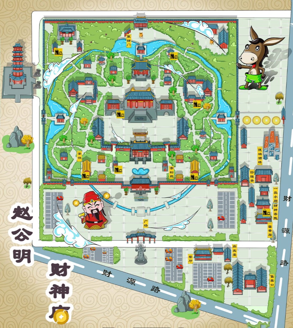 宝清寺庙类手绘地图